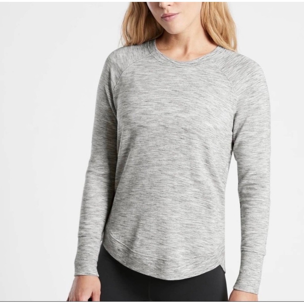 Athleta Mindset Sweatshirt Women's XL Heathered Grey Space Dye Modal Crewneck